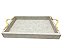 BANDEJA DECORATIVA PU CINZA E PUXADOR DOURADO 48cm - Imagem 4
