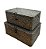 PAR DE CESTOS COM TAMPA DE PALHA PRETO ANTIGO RUSTICO DECOR - Imagem 1