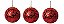 Trio de Bola de Natal Vermelha c/ brilho em paete 10cm - Imagem 1