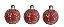 Trio Bola de Natal Vermelha com estrelas dourada e Led 10cm - Imagem 1