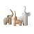 Kit Com 3 Esculturas Elefantes Coloridos em Ceramica Mart - Imagem 1