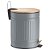 LIXEIRA 5L FLUTED CINZA C/PEDAL EM METAL E BAMBU MEK - Imagem 1
