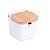 SALEIRO DE MESA DE CERAMICA C/TAMPA DE BAMBU E COLHER BIANCO - Imagem 1