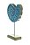 ESCULTURA DECORATIVA CONCHA EM MADEIRA COM BASE AZUL 28cm - Imagem 1