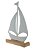 ESCULTURA DECORATIVA BARCO EM METAL BASE EM MADEIRA BCO 27cm - Imagem 1