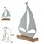 ESCULTURA DECORATIVA BARCO EM METAL BASE EM MADEIRA BCO 27cm - Imagem 2
