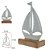ESCULTURA DECORATIVA BARCO EM METAL BRANCO BASE MADEIRA 17cm - Imagem 2
