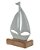 ESCULTURA DECORATIVA BARCO EM METAL BRANCO BASE MADEIRA 17cm - Imagem 1