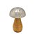 ESCULTURA COGUMELO DECORATIVO EM MADEIRA E METAL PRATA 18CM - Imagem 1