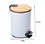 LIXEIRA REDONDA METAL C/PEDAL E TAMPA BAMBU BRANCA 5L - LYOR - Imagem 7