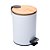 LIXEIRA REDONDA METAL C/PEDAL E TAMPA BAMBU BRANCA 3L - LYOR - Imagem 1