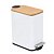 LIXEIRA RETANGULAR DE METAL C/PEDAL TAMPA EM BAMBU BRANCA 5L - Imagem 1