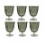 CJ DE TACAS EM VIDRO VERDE COM DETALHE BRANCO 6PCS 13,5cm - Imagem 1