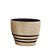 CACHEPOT CERAMICA BEGE COM LISTRAS PRETAS OFW 12CM - Imagem 1