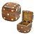 CAIXA DECORATIVA DADO EM MADEIRA DOURADO E MARROM - 10CM - Imagem 1