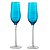 JG 02 TACAS CHAMPANHE JOY EM VIDRO 250ML AZUL TURQUESA - Imagem 1