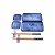 KIT COMIDA JAPONESA P/ 2 PESSOAS BAMBOO E CERAMICA AZUL 8PCS - Imagem 1
