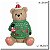 ESCULTURA URSO NATALINO C CASACO EM RESINA VERDE E VERM 21CM - Imagem 3