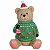 ESCULTURA URSO NATALINO C CASACO EM RESINA VERDE E VERM 21CM - Imagem 1