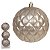 BOLA DECORADA NATAL NO PVC CHAMPANHE C/3 UND 10CM FLORARTE - Imagem 1