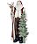 ESCULTURA PAPAI NOEL COM CAJADO DE RENA E ARVORE VERDE 50CM - Imagem 1