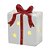 CAIXA NATALINA COM LUZ EM PORCELANA BRANCO E VERMEL 12,5CM - Imagem 1