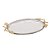 BANDEJA DECORATIVA EM METAL OVAL COM FLOR PRATA/OURO 27CM - Imagem 1