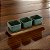 PETISQUEIRA EM MADEIRA E CERAMICA COM 3 BOWLS VERDE - Imagem 2