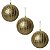 TRIO DE BOLAS NATALINAS DECORADA DOURADA - 10CM - Imagem 1
