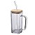 CANECA VIDRO TAMPA BAMBU CANUDO GRAFFIATO 290 ML HAUSKRAFT - Imagem 1