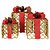 CONJUNTO 3 CAIXAS PRESENTES DECOR 25CM DOURADO VERMELHO - Imagem 1