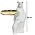 ESCULTURA DECOR RESINA URSO BRANCO DOURADO COM BANDEJA 30cm - Imagem 3