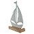 ESCULTURA DECORATIVA  BARCO EM METAL BRANCO FLORARTE 22CM - Imagem 1
