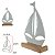 ESCULTURA DECORATIVA  BARCO EM METAL BRANCO FLORARTE 22CM - Imagem 3