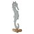 ESCULTURA DECORATIVA CAVALO MARINHO EM METAL BRANCO 26CM - Imagem 1