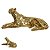 ESCULTURA DECORATIVA LEOPARDO DEITADO EM RESINA DOURADO 25CM - Imagem 2