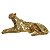 ESCULTURA DECORATIVA LEOPARDO DEITADO EM RESINA DOURADO 25CM - Imagem 1