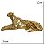 ESCULTURA DECORATIVA LEOPARDO DEITADO EM RESINA DOURADO 25CM - Imagem 4