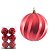 JG 6 BOLA DECORADA NATALINA VERMELHA NO PVC 8CM - Imagem 3