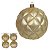 JG 4 BOLA DECORADA NATALINA NO PVC DOURADA 8CM - Imagem 3