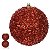JG 2 BOLA DECORADA NATALINA PVC VERMELHA COM GLITTER 10CM - Imagem 3