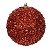 JG 2 BOLA DECORADA NATALINA PVC VERMELHA COM GLITTER 10CM - Imagem 1