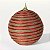 JG 2 BOLA DECORADA NATALINA NO PVC VERMELHO E BEGE 10CM - Imagem 1