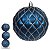 JG 3 BOLA DECORADA NATALINA NO PVC NA COR AZUL 10CM - Imagem 3
