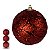JG 3 BOLA DECORADA NATALINA PVC VERMELHO BRILHANTE 8CM - Imagem 3