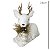 RENA DECORATIVA BRANCA COM CACHECOL E CHIFRE DOURADO - 26CM - Imagem 3