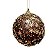 TRIO DE BOLAS NATALINAS MARROM FLOCOS DE NEVE DOURADO 10cm - Imagem 1