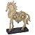 ESCULTURA CAVALO DECORATIVO EM RESINA BEGE E DOURADO 28,5CM - Imagem 1