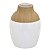 VASO DECORATIVO EM CERAMICA AMADEIRADO BRANCO E MARROM 20,5CM - Imagem 1
