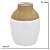 VASO DECORATIVO EM CERAMICA AMADEIRADO BRANCO E MARROM 20,5CM - Imagem 3